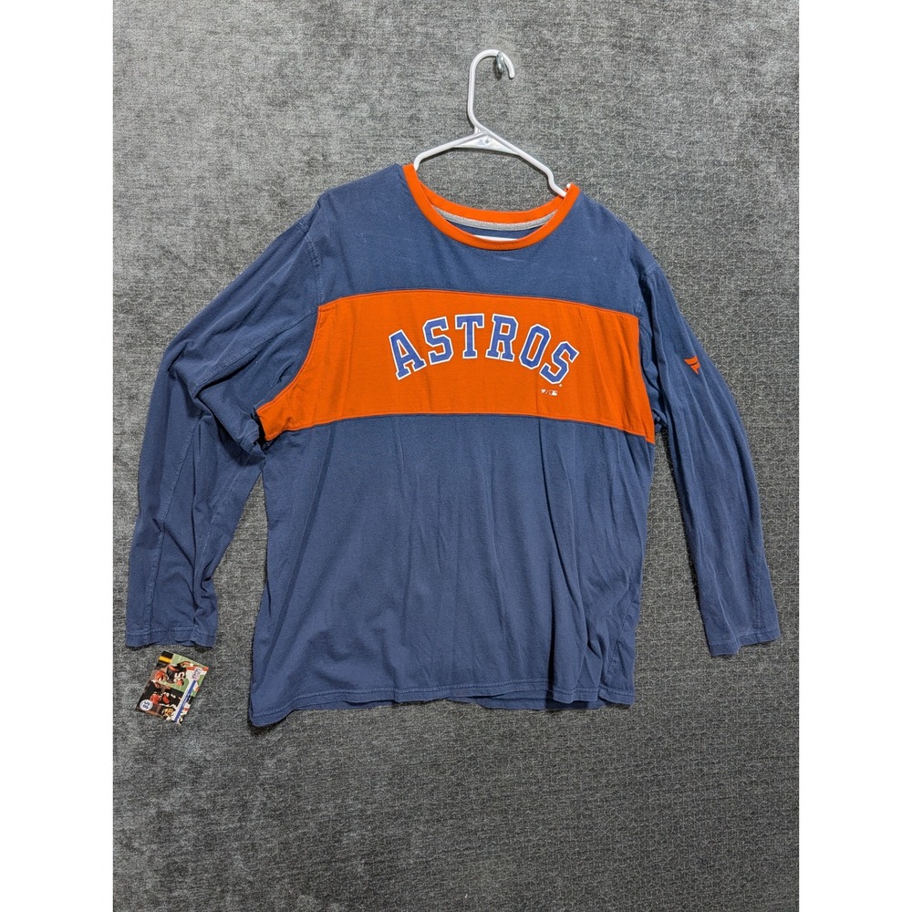 Fanatics Houston Astros MLB Mens 2XL Blue Orange Long Sleeve T-Shirt 1635